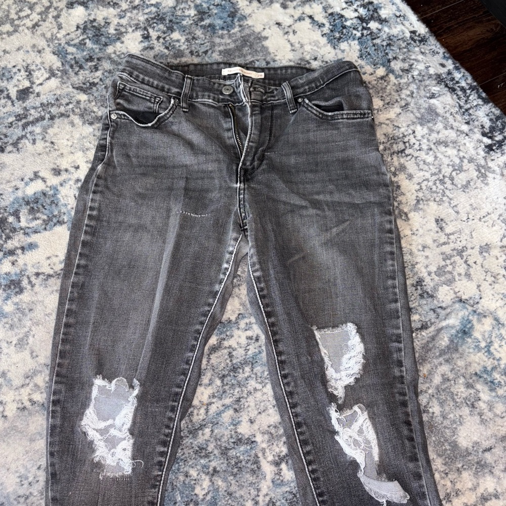 Levi's Gray Skinny Distressed Jeans